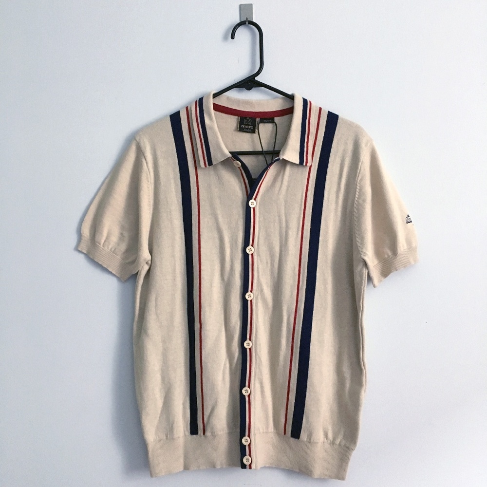 NWT MERC Pilot Knit Polo | mens tan mod retro